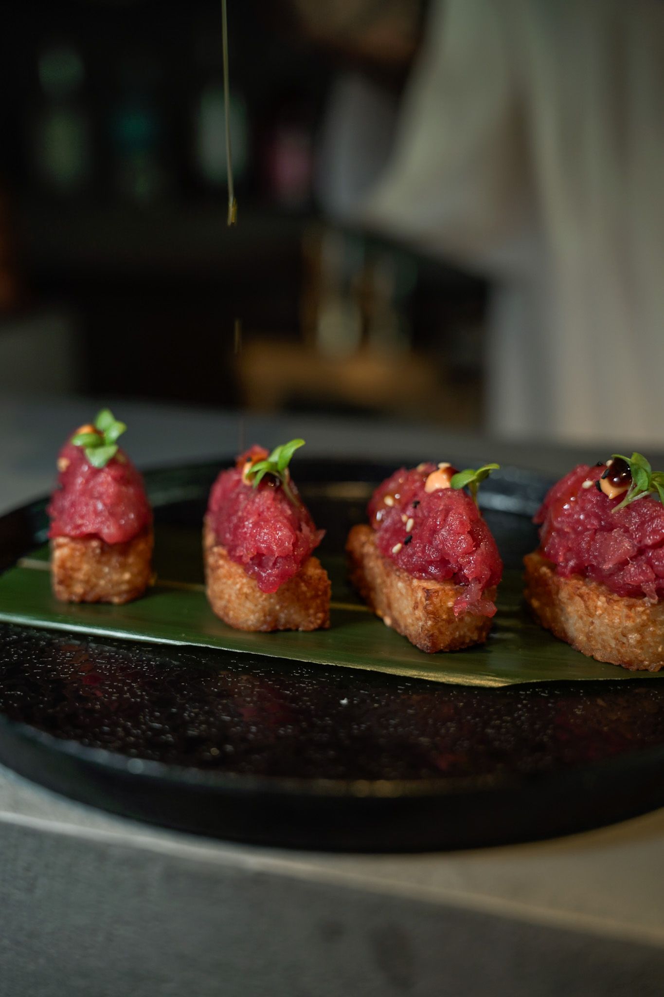 Crispy rice at Santo Sushi